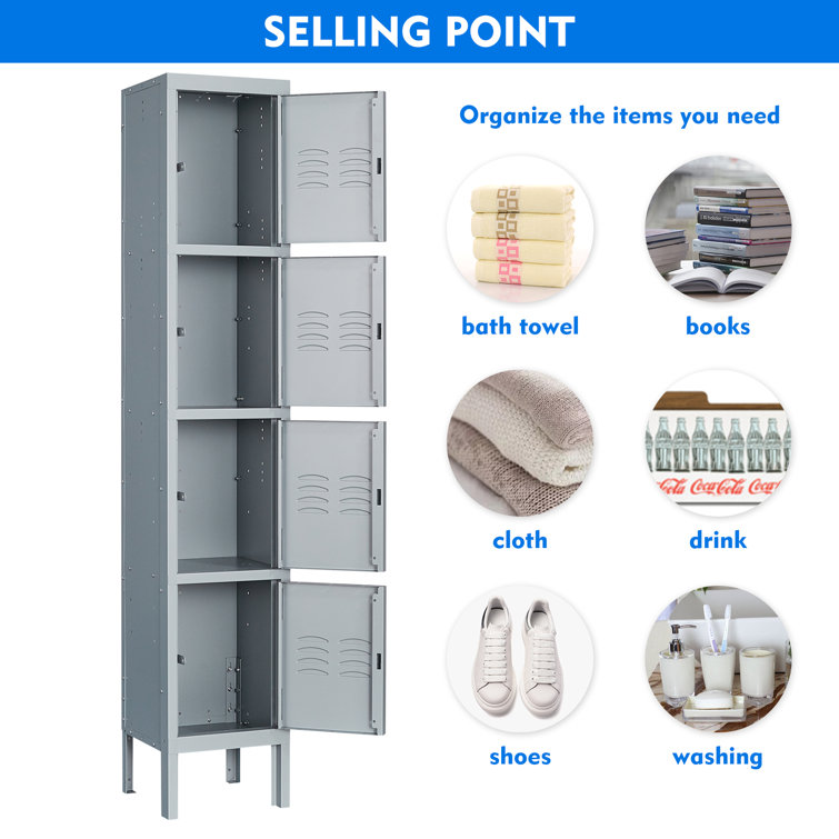 Steelcube Metal 4 - Tier 12'' Employee Locker with Padlock